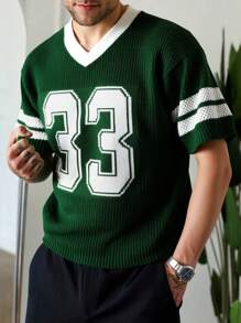 Manfinity Homme Men's Knitted Pullover, Fashionable For Summer - Dark Green - View 4