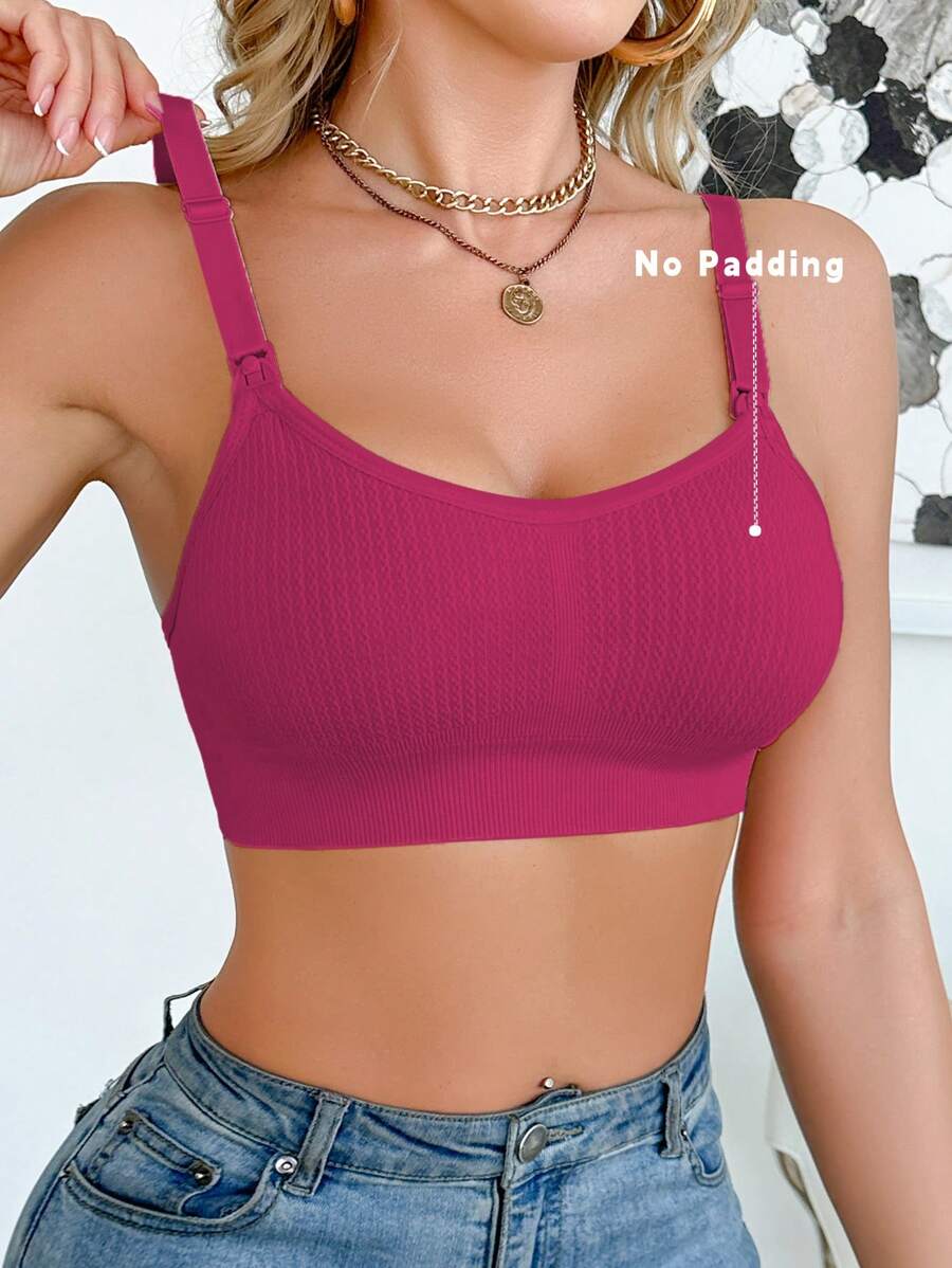 SHEIN BloomMama Maternity Simple Solid Color Seamless Nursing Bra Without Padding