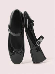 CUCCOO DOLLMOD Round Toe Comfortable Pink Bow Decor Fashion Elegant Women Flat Shoes - Black - View 9