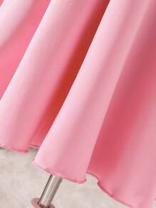 Tween Girls' Elegant Color Block Mesh Patchwork Bow Decor Summer Dress