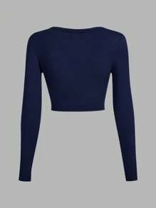 SHEIN EZwear 3 件套黑色、灰色和深蓝色 U 领修身短袖 T 恤，适合夏季 - 彩色 - 查看 5