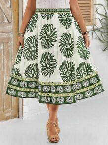 EMERY ROSE Women Plus Size Fashion Summer Skirt,Vacation Office Wear, Vacation, Festival Boho,Holiday - Green - View 6
