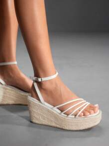 CUCCOO SZL Women's Wedge Thick Bottom Vacation Style Rope Sandals - Beige - View 7