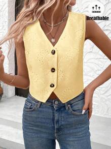 SHEIN LUNE Camisa de mujer con chaleco bordada de manera romántica para primavera