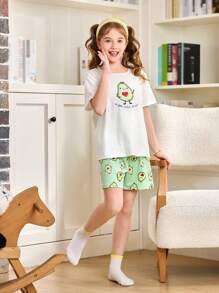 Pijamas de verano lindos con estampado de aguacate para niñas mayores, estilo Ins