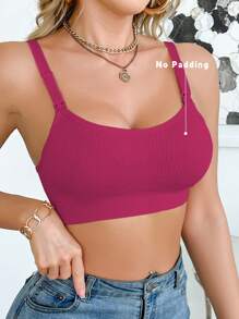 SHEIN BloomMama Maternity Simple Solid Color Seamless Nursing Bra Without Padding