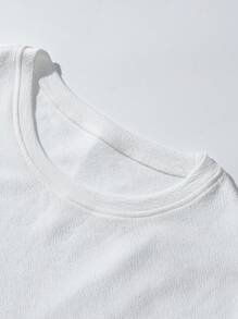 Manfinity Homme Áo thun vải Ant cổ tròn tay ngắn màu trơn cho nam - trắng - Xem 6