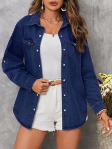 Vivid Eden 女士休闲牛仔衬衫，适合夏季