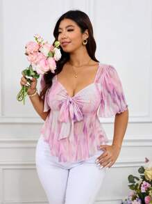 SHEIN Frenchy 大码短袖T恤，休闲时尚，适合夏季 - 彩色 - 查看 1