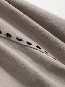 DAZY Fashionable Round Neck Casual Drop-Shoulder T-Shirt Summer - Khaki - View 9