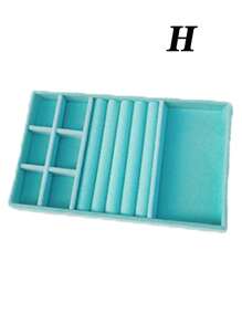 天鹅绒珠宝托盘，大容量珠宝收纳盒，带独立隔层，可堆叠珠宝展示架，可放置耳环、项链、手镯、戒指、发夹、发带等。