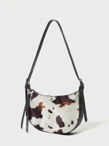SHECARRY Women Fashion Casual Cow Print Shoulder Bag, Casual Cow Print Pattern Purse For Women