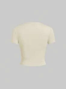 SHEIN EZwear 5件纯色修身短袖基本款T恤 - 綠色 - 查看 11