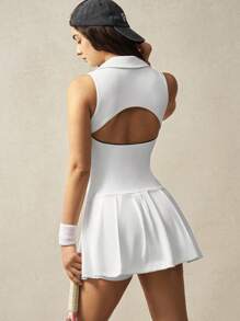 VARSIVA 女士拉链无袖休闲健身运动连衣裙 - 白色 - 查看 2