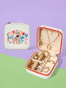 SCOOBY-DOO X SHEIN Cartoon Plant Print Happy Dog Print Jewelry Box