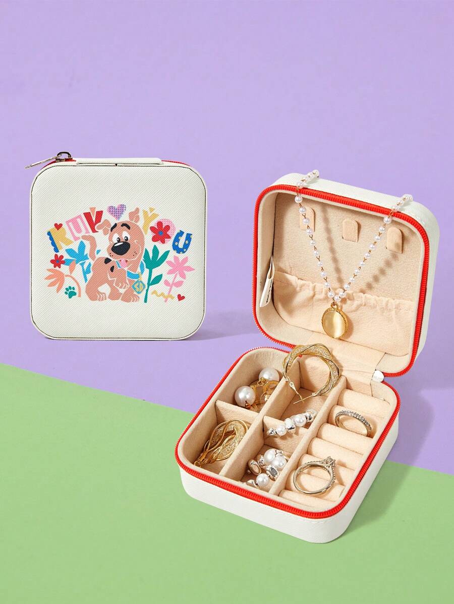SCOOBY-DOO X SHEIN Cartoon Plant Print Happy Dog Print Jewelry Box