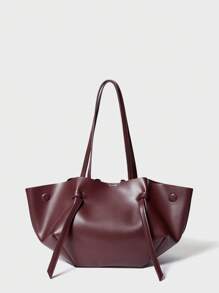 SHECARRY Borsa a spalla minimalista tinta unita per donna, borsa per pendolari, per uso casual, borsa elegante e di lusso per donna - Bordò - Visualizzare 3