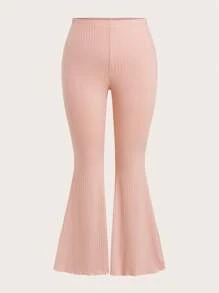 SHEIN EZwear Damen Große Größen 2-teiliges Set - Hellrosa gestricktes Bandeau-Top und weite Hose - Babypink - Übersicht 5