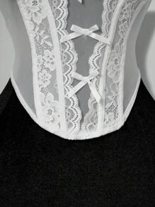 SHEIN ICON Summer Beach Cute White Lace Bandeau Top, Minimalist & Fashionable, Suitable For Summer