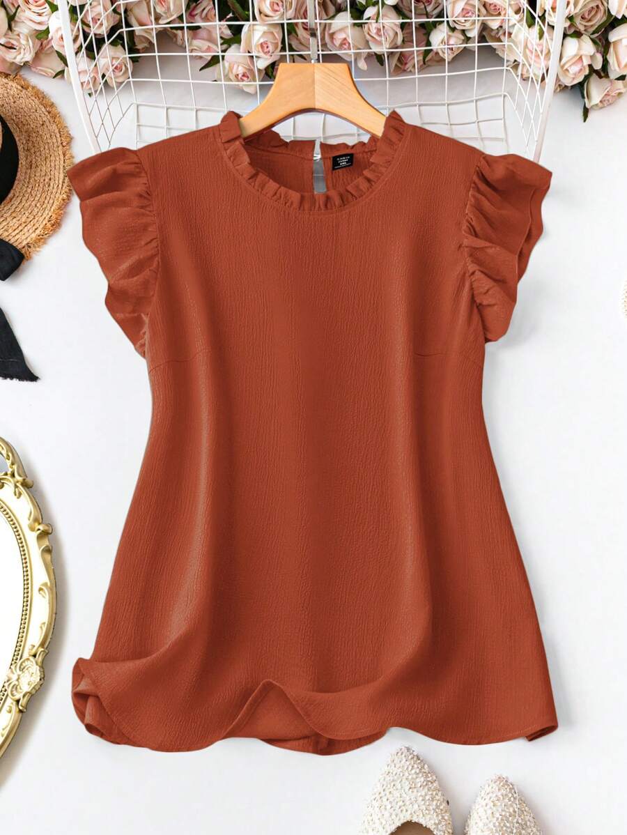 SHEIN Clasi Áo thun trơn không tay cỡ lớn, thời trang cho mùa hè - Đồng - Xem 1