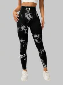 Easithlete 时尚扎染高腰无缝紧身瑜伽裤女款 - 彩色 - 查看 3