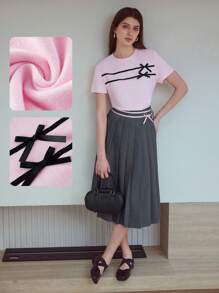 MOTF STUDIO BOW DETAIL BOXY T-SHIRT