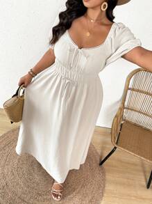 SHEIN Frenchy 大码休闲纯色连衣裙