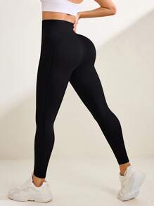 Seamluxe SHEIN Sport Women High Waisted Seamless Black Leggings - Black - View 2