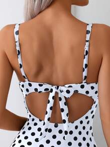 SHEIN Swim 全新波尔卡圆点性感聚拢连体泳衣，带钢托