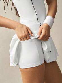 VARSIVA 女士拉链无袖休闲健身运动连衣裙 - 白色 - 查看 6