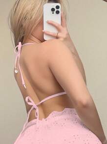 Swim Mod Springbreak 女士海滩甜美白色海洋贝壳装饰节日波西米亚风比基尼上衣泳装