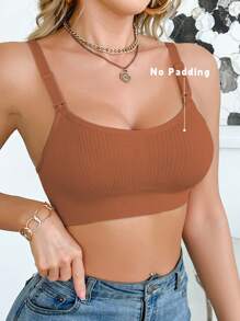 Moonlight&Mama Maternity Solid Color Casual Comfortable Seamless Nursing Bra Without Padding - Brown - View 5