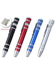 9件套迷你铝合金螺丝刀，创意多用途便携式可更换螺丝刀套件，维修工具，男士工具 - 彩色 - 查看 2