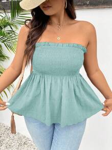 SHEIN Frenchy Top tubo con volantes de unicolor para mujer de talla grande