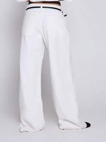 MUSERA Low Rise Straight Leg Pocketed Denim Jeans With Belt Loops Only Spring Summer