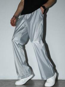 Claim Dot Men's Reflective Bell Bottom Pants, Glow In The Dark, Fashionable For Summer - Grey - View 4