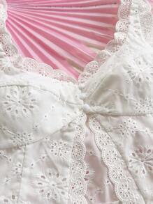 Soleia 女士刺绣雪纺背心，前开衩设计，时尚休闲上衣，适合派对、下午茶、海滩、约会、夏季