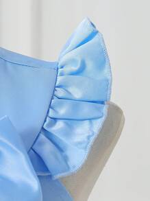 Mädchen süßes Kleid mit Schleife, Rüschen-Ärmeln und A-Linie, vereint Süße, Eleganz und kindliche Anmut, geeignet für Sommeralltagsleben und Feierlichkeiten - Babyblau - Übersicht 6