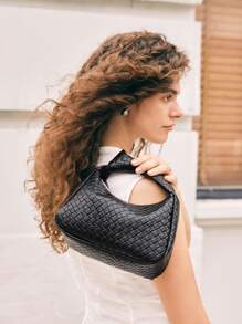 SHECARRY Túi xách tay nữ bằng da PU dùng cho công việc/đi làm/đi chơi/văn phòng phong cách cổ điển sang trọng thanh lịch túi xách đan lát cho giáo viên y tá thời trang - màu đen - Xem 2