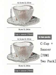 1pc/2pcs (Cup + Saucer) Japanese Style Sugar Water Bowl, Cute Girly Nest Yogurt Bowl, High-End Glass Bowl & Plate Set, Dessert Bowl - Clear - View 5