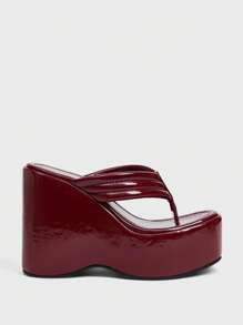 Sugerpunk 女士黑色铆钉坡跟厚底凉鞋