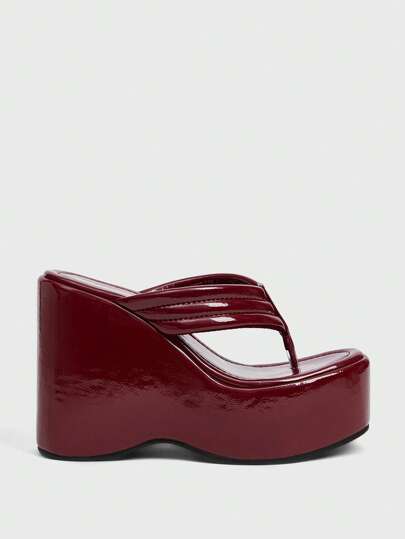 Sugerpunk 女士黑色铆钉坡跟厚底凉鞋