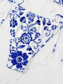 Swim Mod Plus Size Women 2pcs Solid Color Tie Front Tankini Set, Sexy Fashion Casual Holiday Swimwear For Summer Beach Vacation