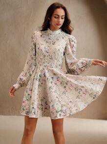 Anewsta Elegantes Blumenspitzen-Minikleid für Frauen, inspiriert von Festivals/Feiertagen/Ostern, geeignet für Frühling/Sommer