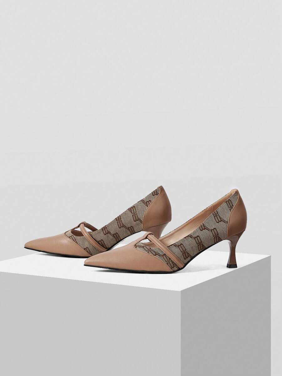 MOTF PREMIUM GIÀY CAO GÓT MŨI NHỎ KHAKI, GIÀY CÔNG SỞ CỔ ĐIỂN SANG TRỌNG DÀNH CHO NỮ - Màu Khaki - Xem 1