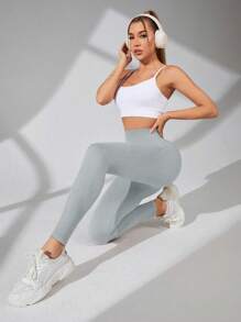 Easithlete Women's Seamless Solid Color High Waist Sports Leggings For Daily Fitness Yoga Pants