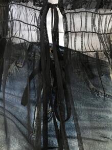 FRIFUL Đầm hai dây lưới màu trơn dành cho nữ, trang phục đi nghỉ hè, đầm thường ngày cho nữ. - màu đen - Xem 7