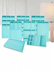 天鹅绒珠宝托盘，大容量珠宝收纳盒，带独立隔层，可堆叠珠宝展示架，可放置耳环、项链、手镯、戒指、发夹、发带等。