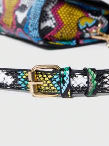 SHECARRY Mini Snakeskin Print Flap Satchel Bag - Multicolor - View 6