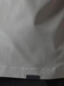 SUMWON Áo sơ mi nylon cỡ lớn Urban Streetwear Logo in phía sau Thiết kế tối giản Thời trang nhẹ nhàng Bộ sưu tập dự án cài nút thường ngày - Xám - Xem 6